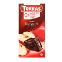 Чорний шоколад Torras з яблуком 75 г без цукру та глютену