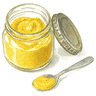 Банка горчицы с ложкой