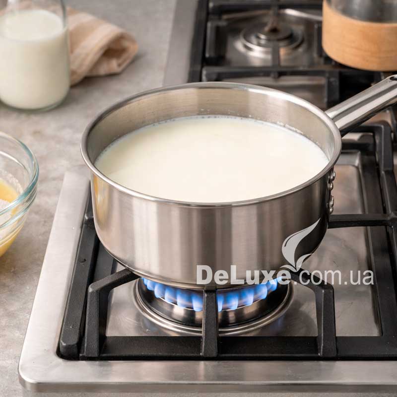 Каструля з молоком на вогні
