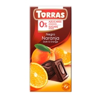 Чорний шоколад Torras з апельсионом 75 г без цукру та глютену