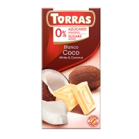 Білий шоколад Torras з кокосом 75 г без цукру та глютену