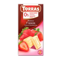 Білий шоколад Torras з полуницею 75 г без цукру та глютену
