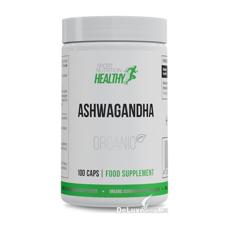 Ашваганда Healthy, органічний корінь, банка 100 капсул