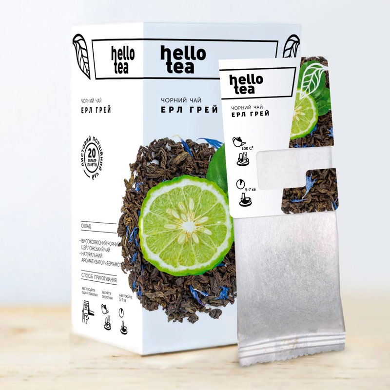 Ерл Грей Hello Tea — купити чорний чай з бергамотом у пакетах | Делюкс