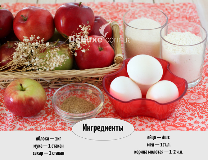 Шарлотка с яблоками и корицей Ингредиенты